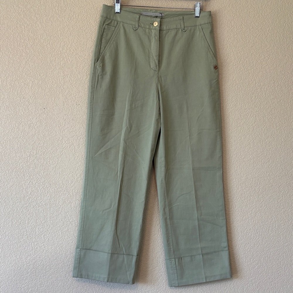 Raffaello Rossi Vintage Stylish Olive Green Wide Leg Pants